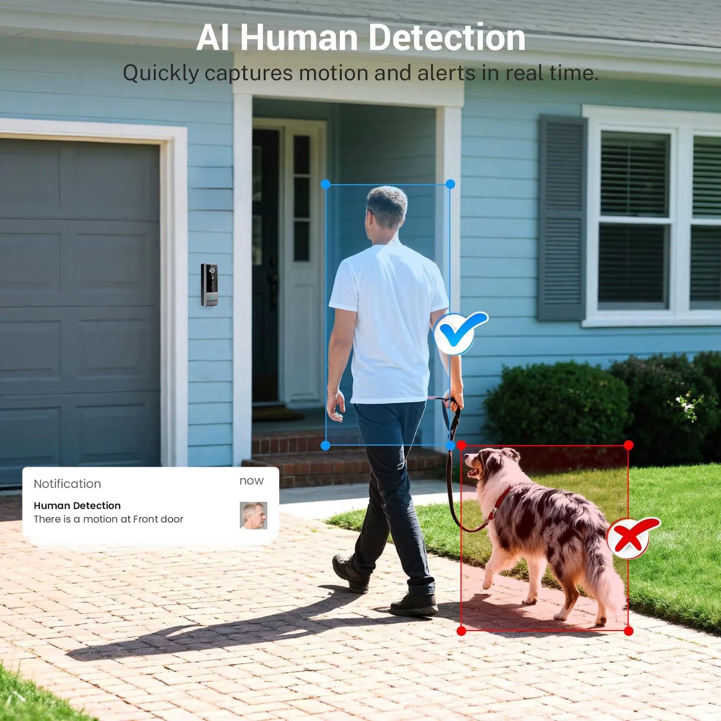 Wireless Smart Video Doorbell, 960P HD Video Doorbell Camera, Home Security Wifi Doorbell Camera, PIR Motion Doorbell