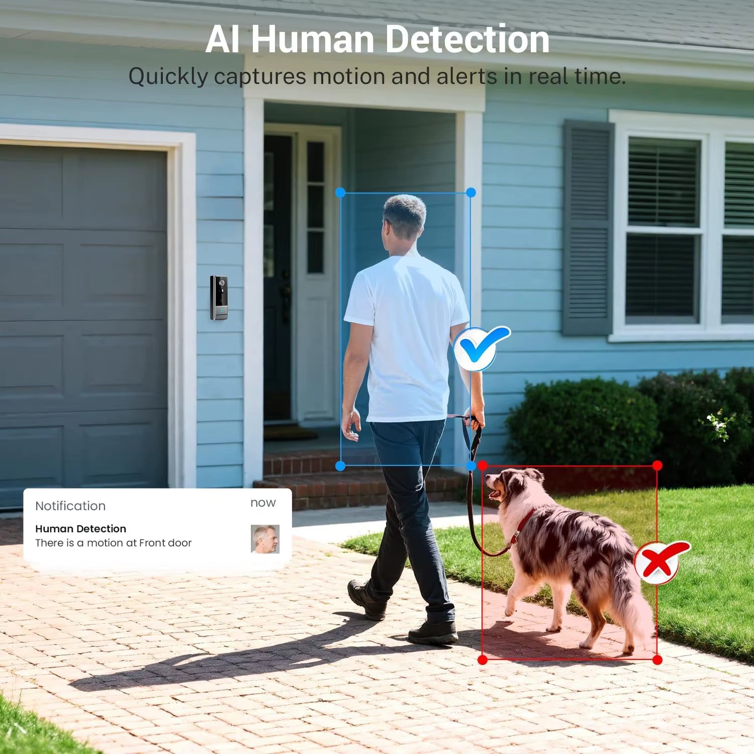 Wireless Smart Video Doorbell, 960P HD Video Doorbell Camera, Home Security Wifi Doorbell Camera, PIR Motion Doorbell