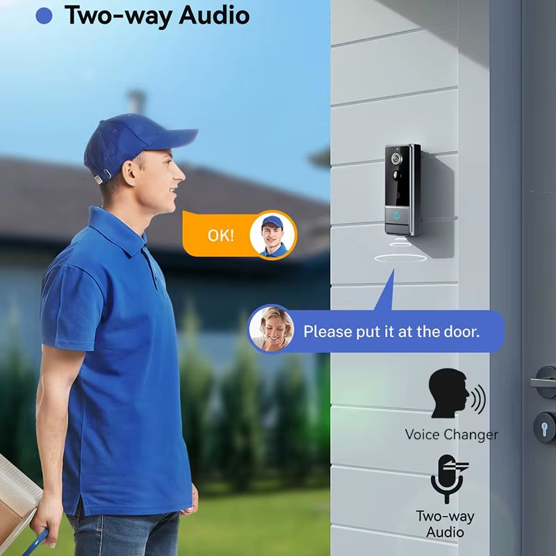 Wireless Smart Video Doorbell, 960P HD Video Doorbell Camera, Home Security Wifi Doorbell Camera, PIR Motion Doorbell
